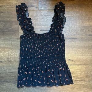 Floral Black Sleeveless Top